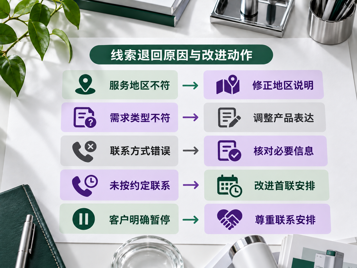 把退回原因拆清,投放和接待团队才能各自改进。