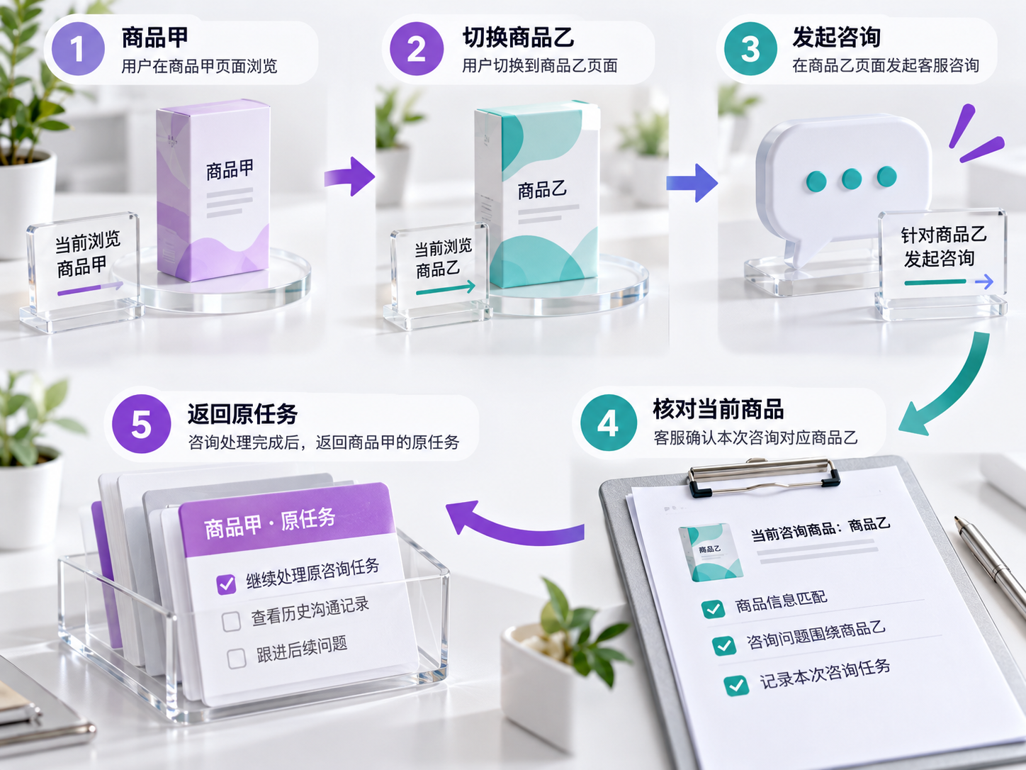 商品切换后再发起咨询,检查上下文是否对应当前页面。