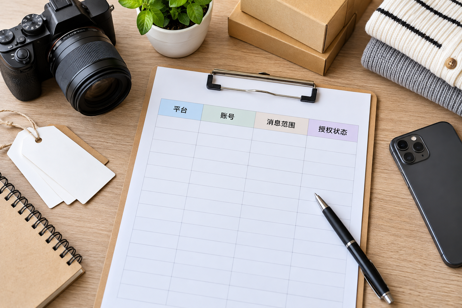从企业正在使用的账号建立渠道与授权状态清单。