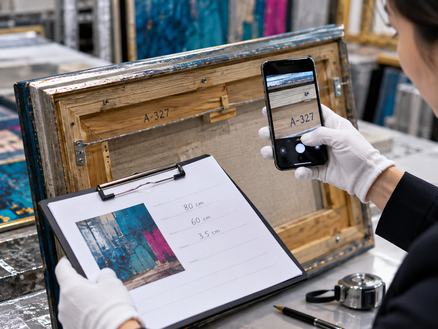 先定位具体作品，再回应尺寸、资料与查看安排。