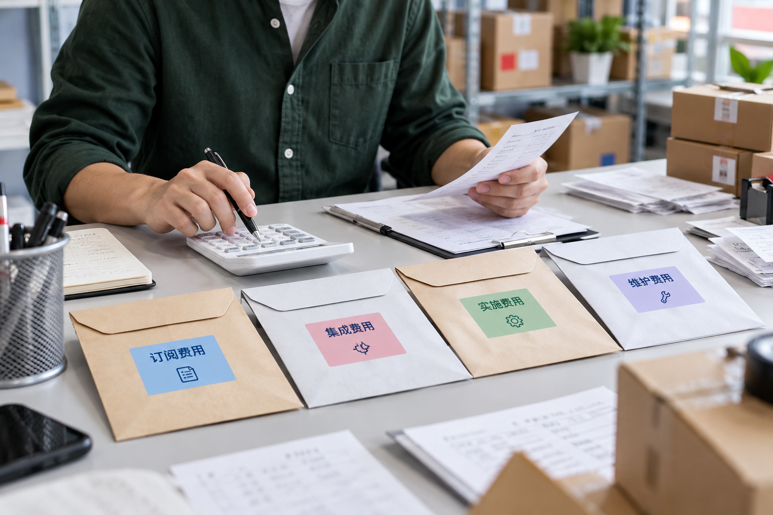 在同一业务范围内比较订阅、集成、实施与维护投入。