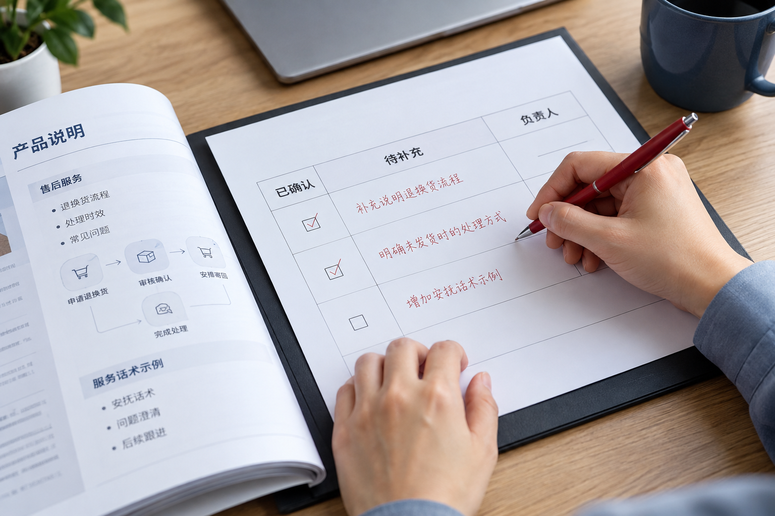 从具体回复中找出缺少的信息,并明确下一步改进。